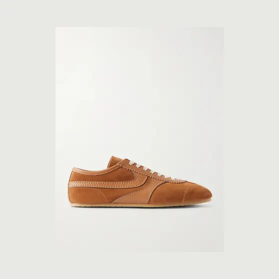 Dries Van Noten Leather-Trimmed Suede Sneakers Tan (261-021726-0126)