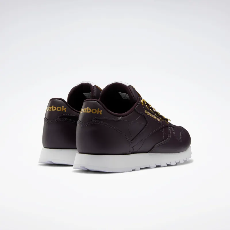 Reebok Classic Leather Shoes Midnight Shadow / Matte Gold / White