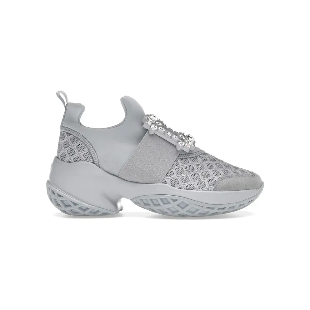Roger Vivier Viv’ Run Fabric Grey Crystal Buckle (RVW50624180T5V1U52)