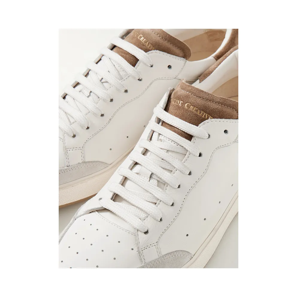 Officine Creative The Answer 001 Distressed Suede-Trimmed Leather White (OCUANSW001-CVCOM00000LC128)
