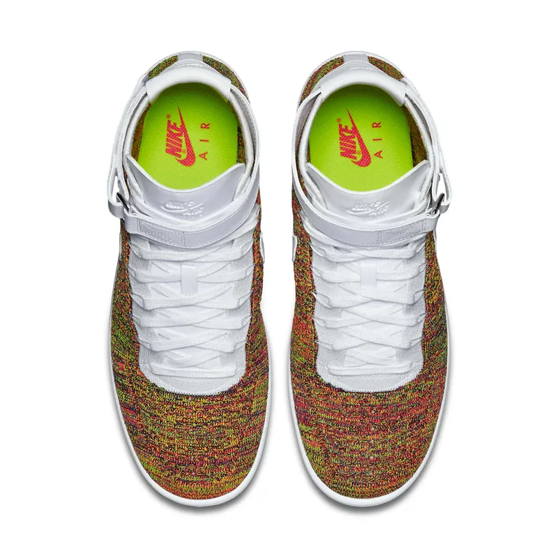 Nike Air Force 1 Mid Flyknit Multi-Color White Volt/Bright Crimson-Court Purple-White (817420-700)
