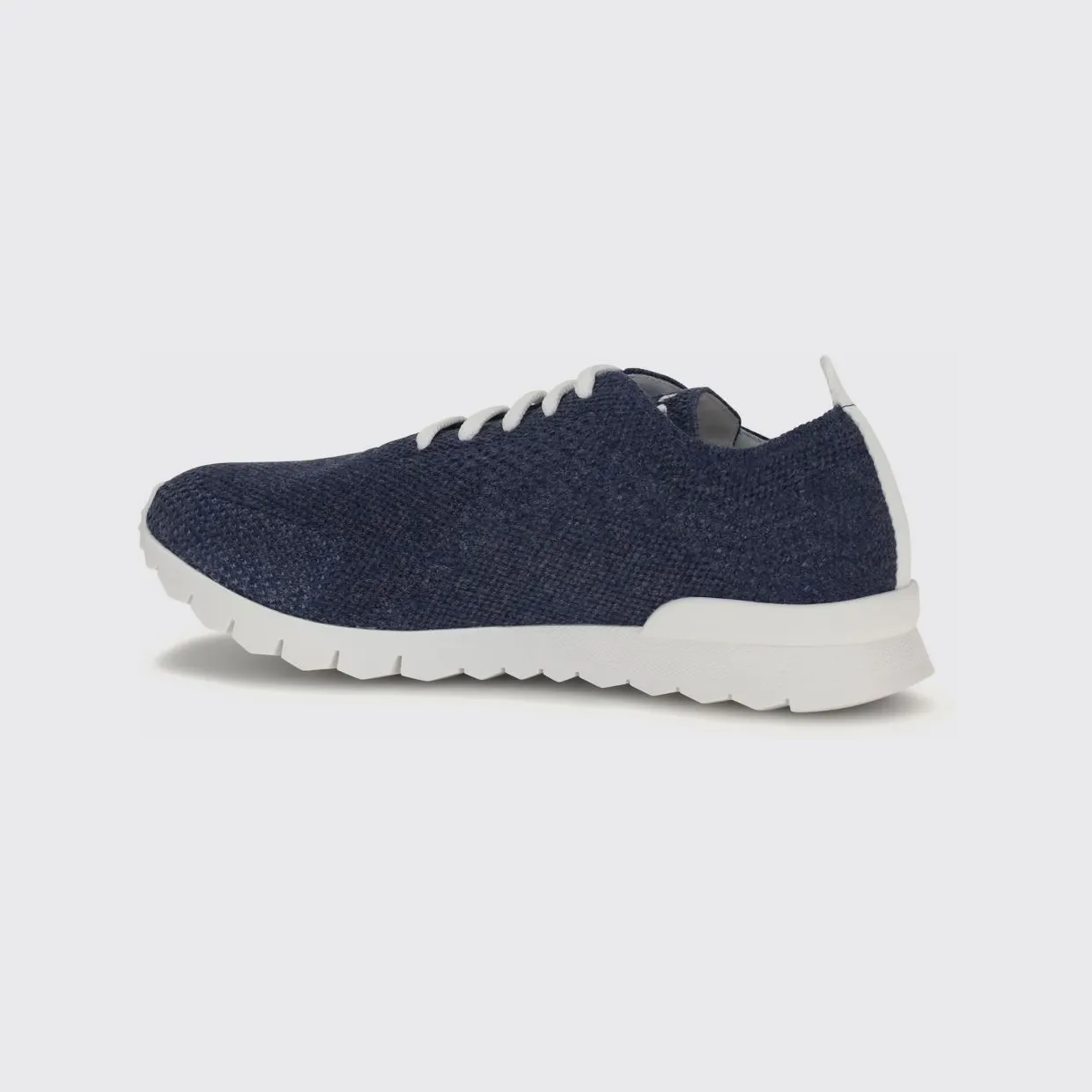 Kiton Low Top Sneakers in Stretch Cotton Knit with Lettering Logo Indigo (USSFITSN0084772INDACO) (2)
