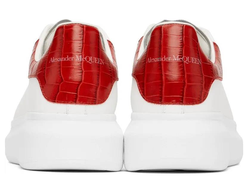 Alexander McQueen White & Green Croc Oversized Sneakers (625162WIAFX) (4)