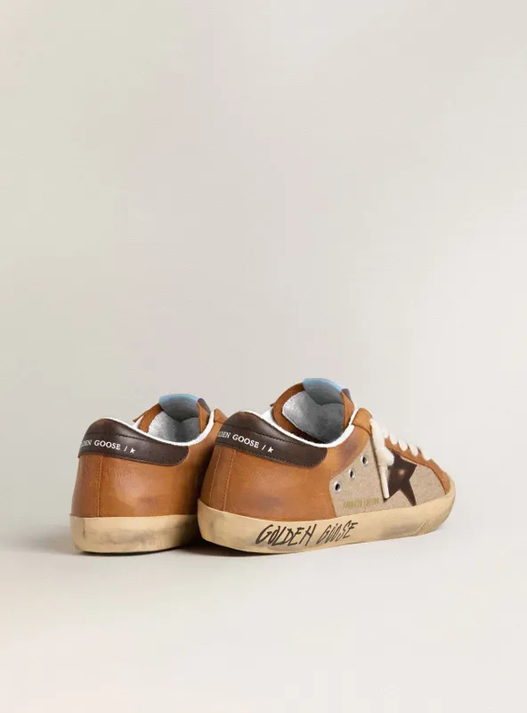Golden Goose Super-Star Ltd In Beige Wool With Brown Leather Star And Camel Inserts (GMF01006.F007877.55710) (4)