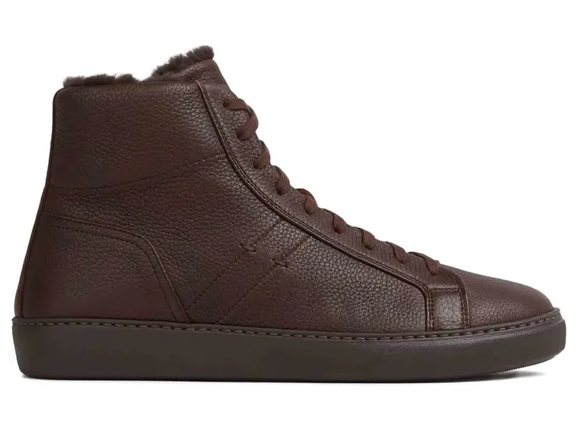 Henderson Baracco Boris leren high-top sneakers – Bruin (BORISCM01CERVO)