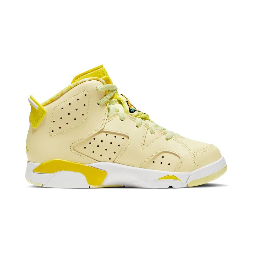 Jordan 6 Retro Dynamic Yellow Floral (PS) Citron Tint/Dynamic Yellow-Black-White (543389-800)