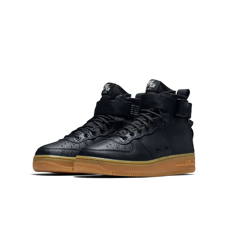 Nike SF Air Force 1 Mid Black Gum (GS) Black/Black-Gum Light Brown (AJ0424-001)