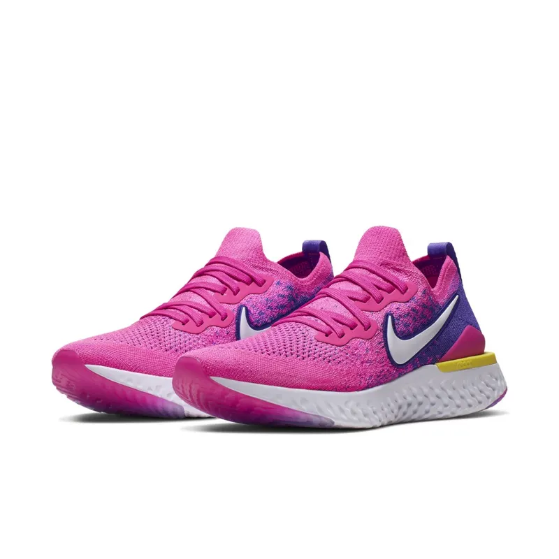 Nike  Epic React Flyknit 2 Laser Fuchsia White (W) Laser Fuchsia/Yellow Pulse-White (CK0821-600)