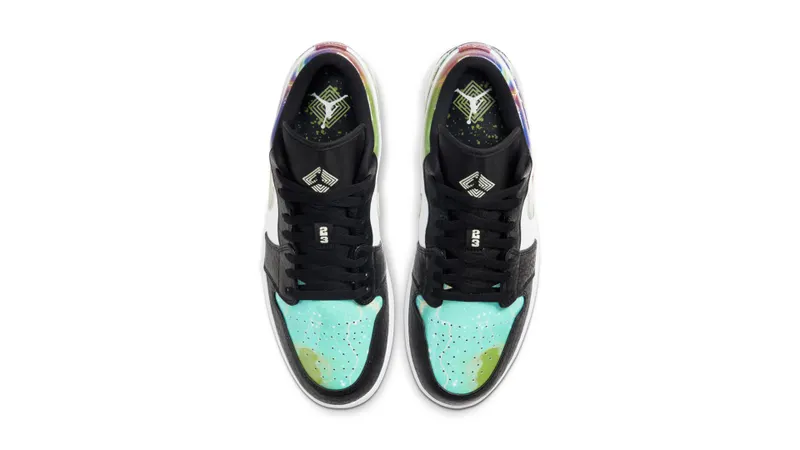 Jordan 1 Low Galaxy Black/Multi Color White (CW7309-090)
