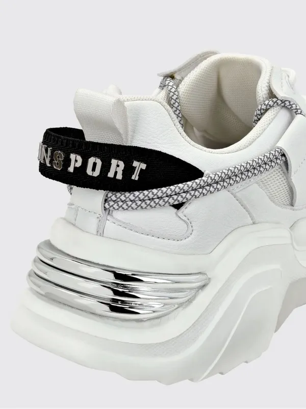 Plein Sport Lace-Up Low-Top Sneakers in Mesh with a Branded Pull-Tab White (AABSUSC0351STE003N01) (2)