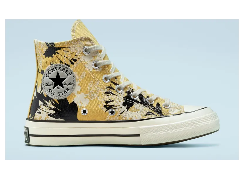 Converse Chuck 70 Hi “Hybrid Floral” “Saturn Gold-Black-Egret” (571581C)