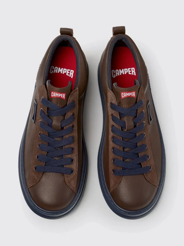 Camper Runner Low-Top in Natural Grained Leather with XL Extralight Sole Brown (K101052-014RUNNER0)