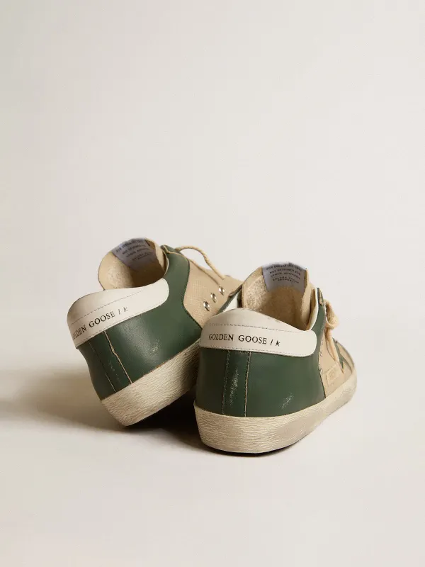 Golden Goose Super-Star In Cream Mesh And Green Nappa With Nappa Star (GMF00108.F004590.82302) (5)