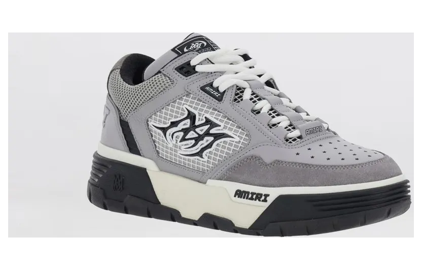Amiri MA-94 Leather and Mesh Sneakers with Monogram and Suede Details Grey (AMSNSN1088030)
