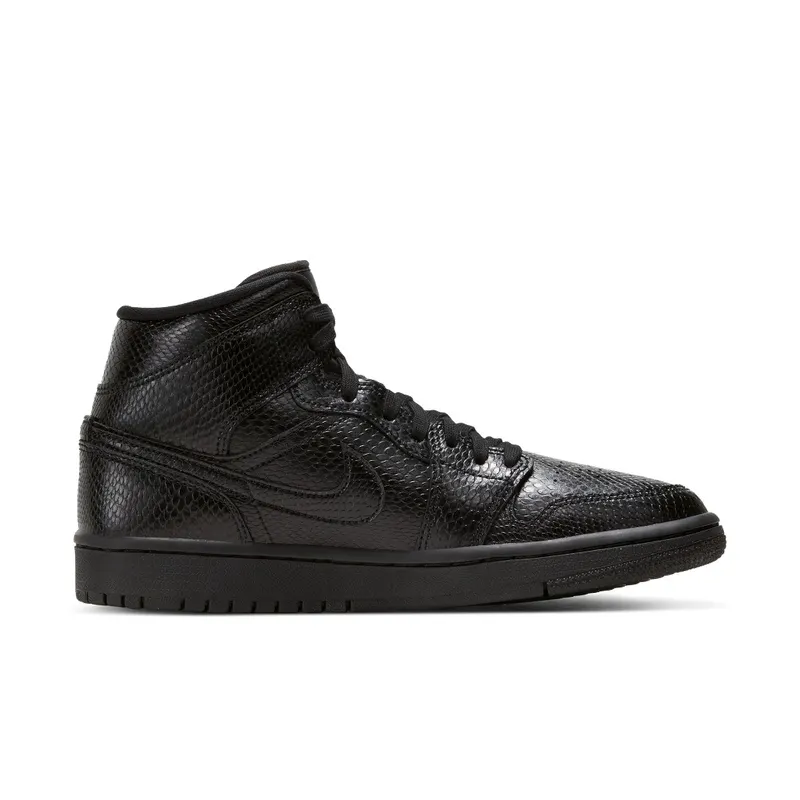 Nike Jordan 1 Mid Black Snakeskin (W) Black/White/Black (BQ6472-010)