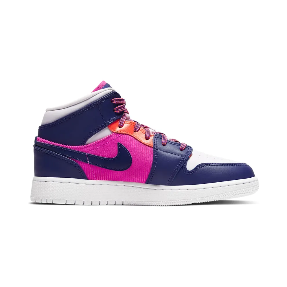 Jordan 1 Mid Fire Pink Barely Grape (GS) Fire Pink/Barely Grape-Hyper Crimson-Regency Purple (555112-602)
