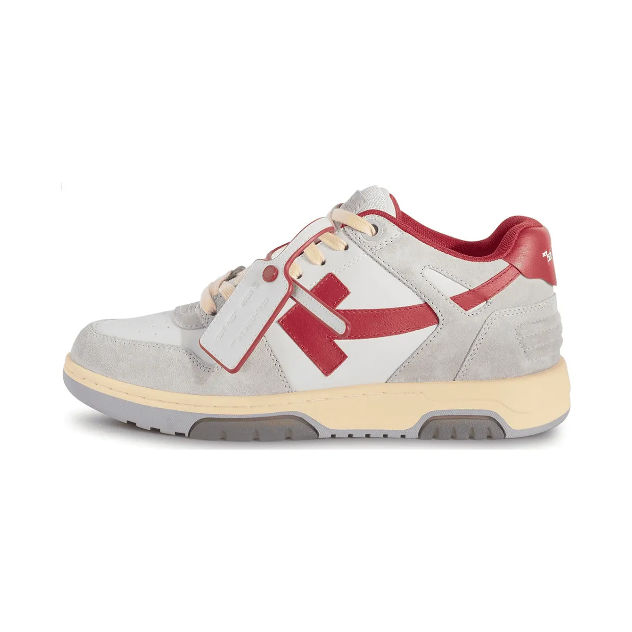 OFF-WHITE Out Of Office OOO Low Tops Light Grey Red (OMIA189S24LEA0110525)