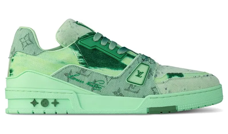 Louis Vuitton LV Trainer Green Bleached Monogram Denim (1ACVNO)
