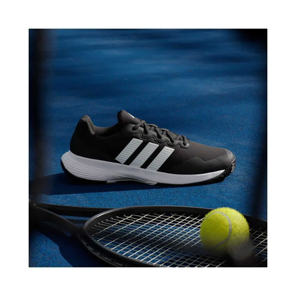 Adidas GAMECOURT 2 Tennis Shoes Core Black / Cloud White / Silver Metallic (KI0780)