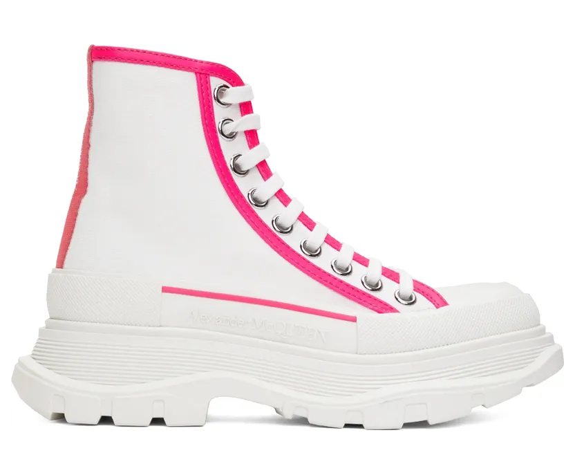 Alexander McQueen White Tread Slick High Sneakers (697082W4MV5)