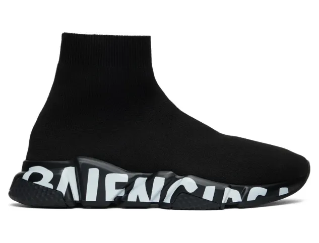 Balenciaga Black Graffiti Sole Speed Runner Sneakers (605972-W05GE-1006)