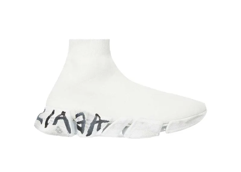 Balenciaga Speed 2.0 Graffiti Recycled Knit White (617196W2DD42091)