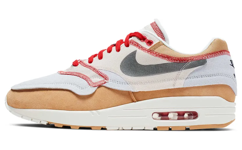 Nike Air Max 1 ‘Inside Out’ Club Gold/Black/Pure Platinum/Desert Sand/Sail/University Red (858876-713)