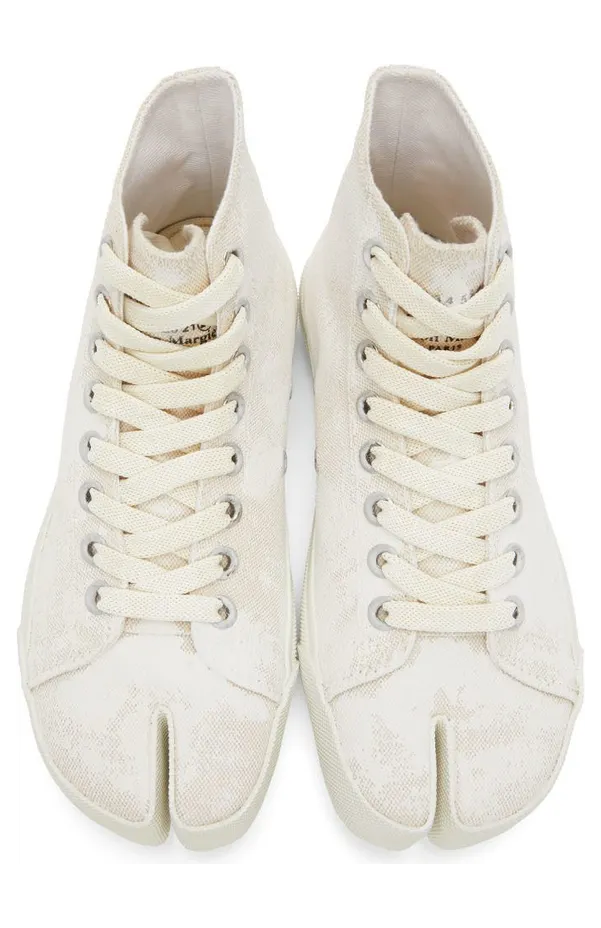 Maison Margiela Off-White Linen Painted Tabi High-Top H8623 White Sand/Wh (S58WS0111 P4040) (5)