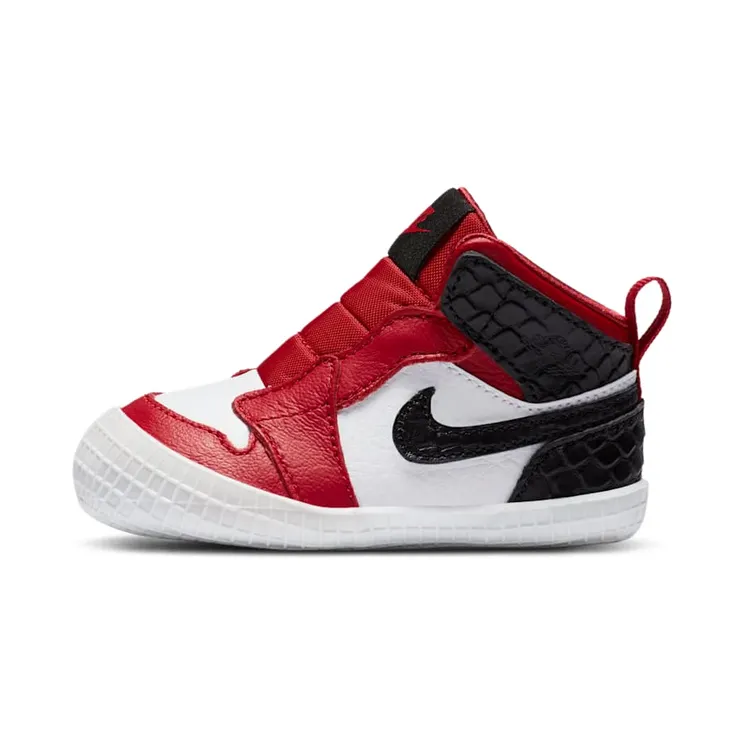Jordan 1 Crib Bootie Satin Snake Chicago (I) “Gym Red / White / Black” (AT3745-601)