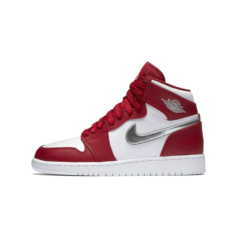 Jordan 1 Retro High Silver Medal (GS) Gym Red/Metallic Silver-White (705300-602)