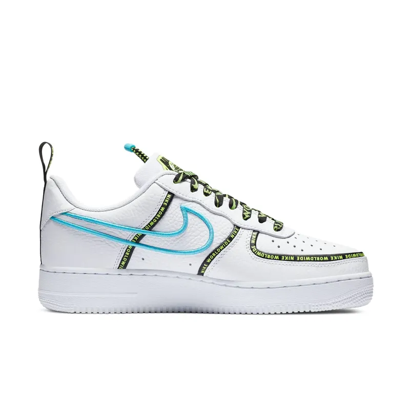 Nike Air Force 1 Low Worldwide White Blue Fury Volt White/Blue Fury-Black-White (CK7213-100)