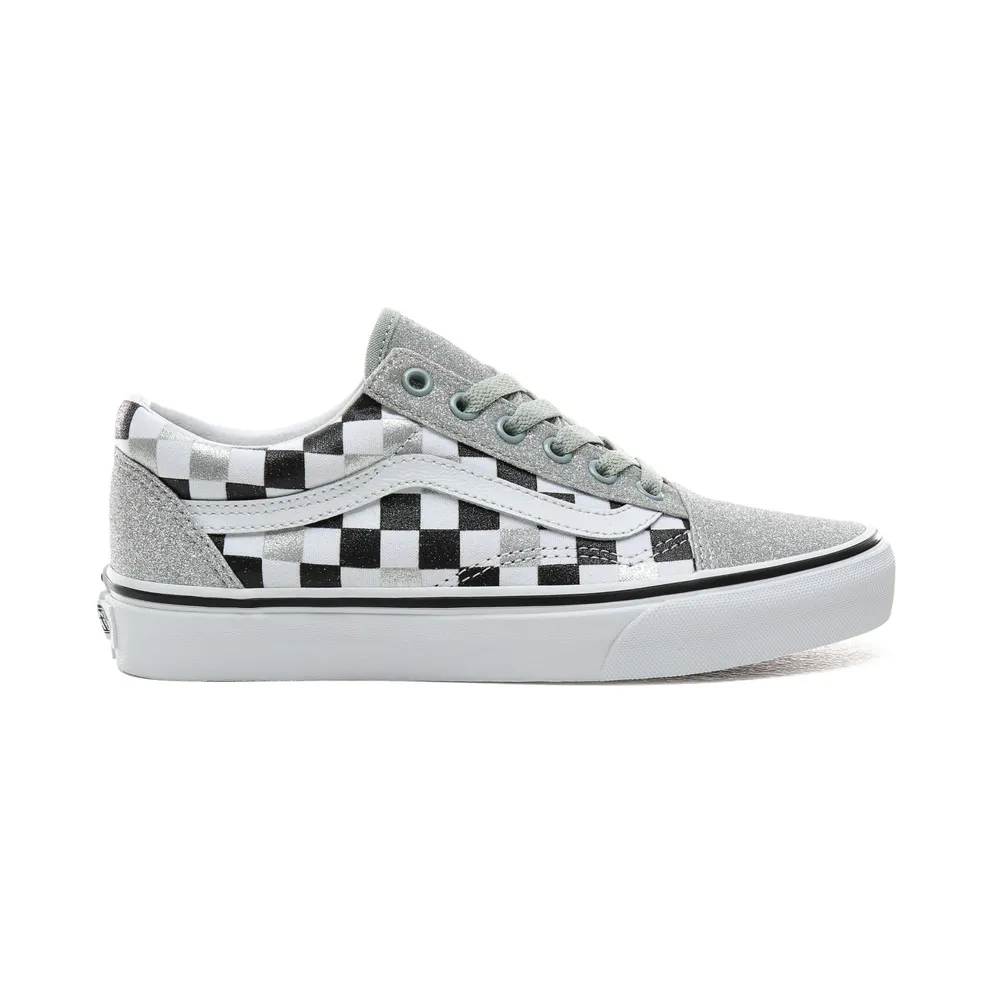 Vans Old Skool ‘Glitter Checkerboard’ Silver/True White/Black (VN0A4BV5V3J)