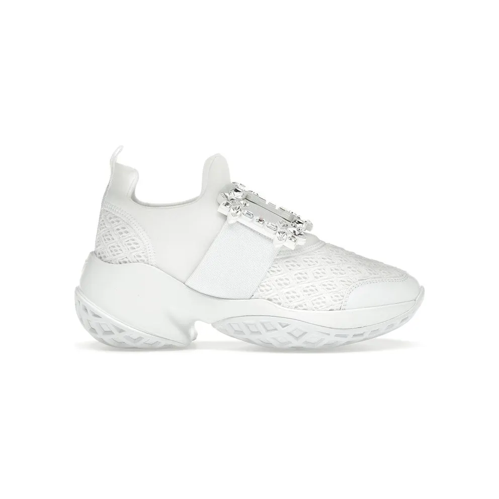 Roger Vivier Viv’ Run Fabric White Crystal Buckle (RVW50624180KOTB001)