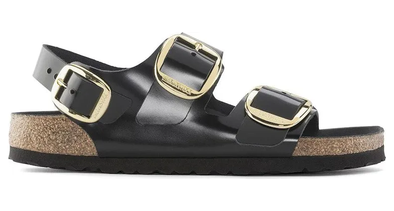Birkenstock Milano Big Buckle Natural Leather Patent High Shine Black (1024143)