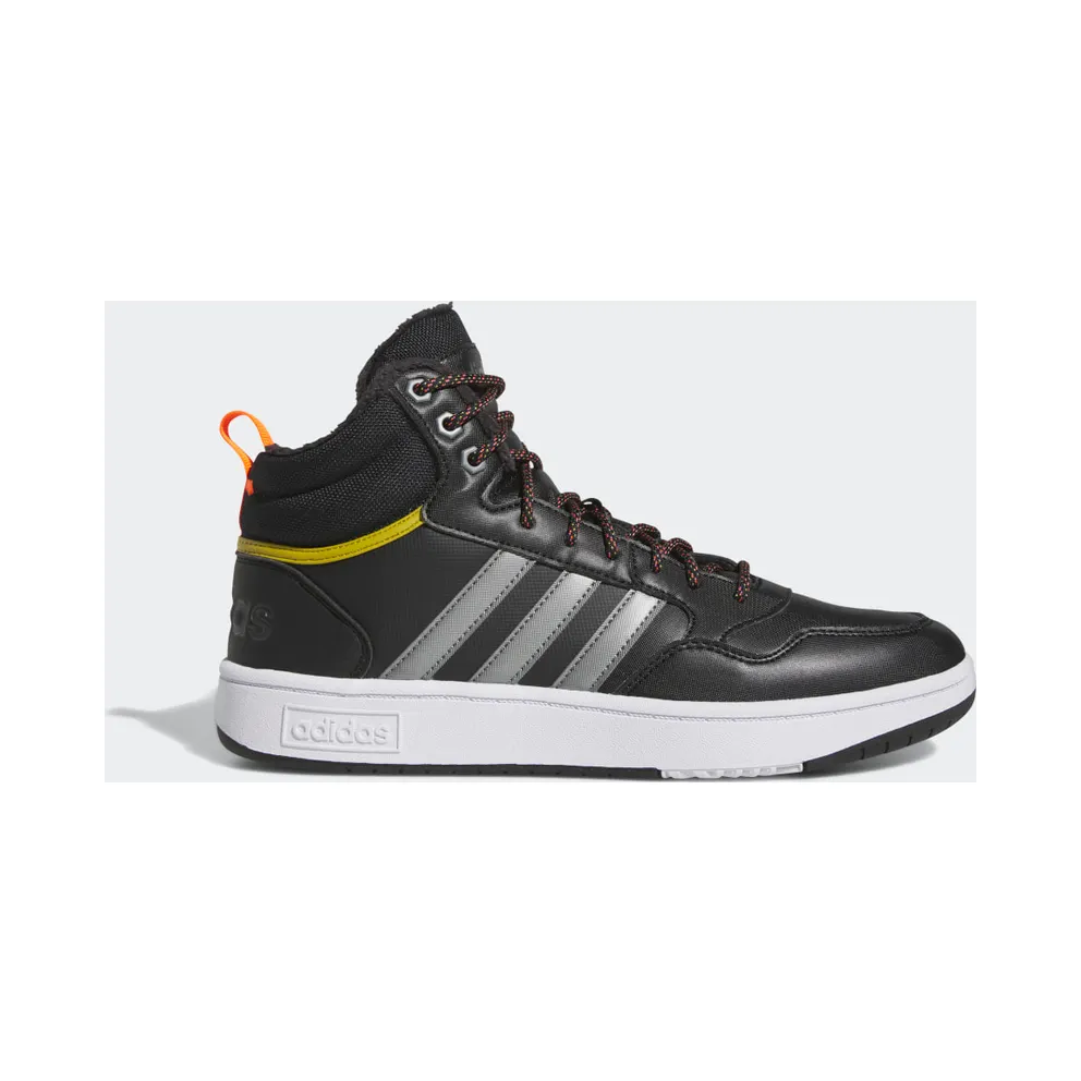 adidas Hoops 3.0 Mid Lifestyle Basketball Classic Winter Shoes Core Black / Iron Metallic / Pulse Olive (HR1440)