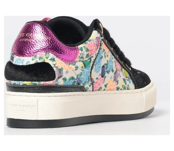 Kurt Geiger Floral Print Canvas and Suede Sneakers Black (9564305339BLACKCOMB) (2)