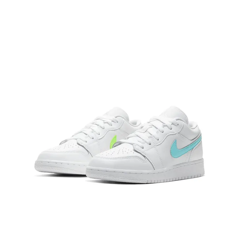 Jordan 1 Low White Neon (GS) White/White/Neon (CW7035-100)