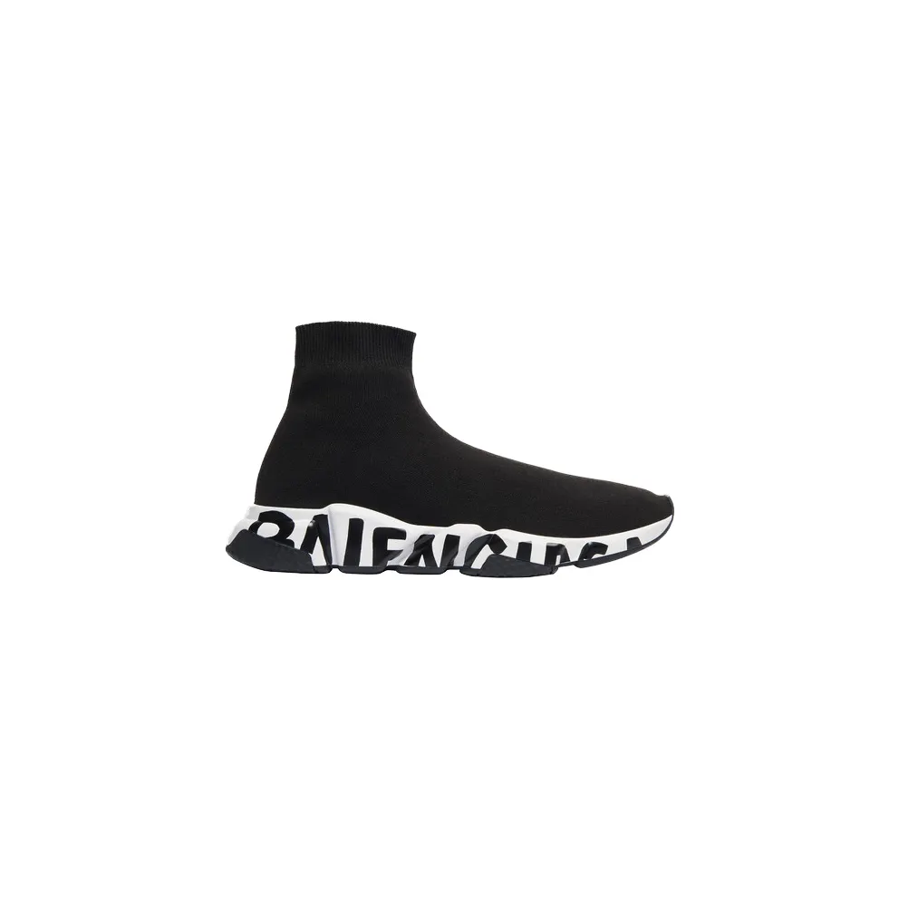 Balenciaga Speed Graffiti Trainers White Black Logo (W)