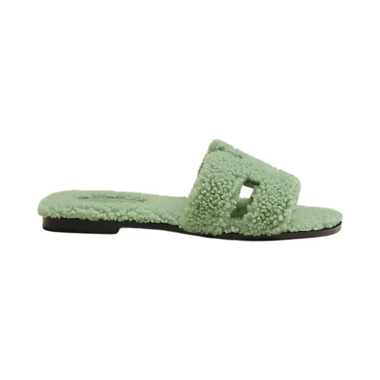 Hermes Oran Sandal Vert D’eau Woolskin (H212178Z)