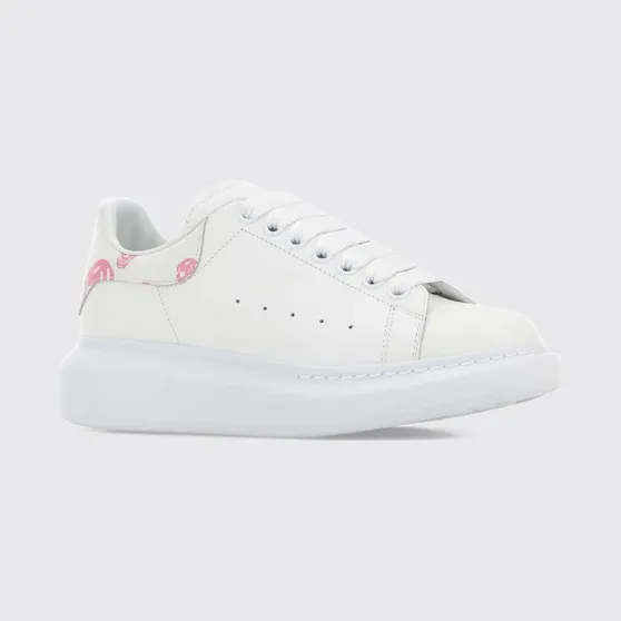 Mcqueen Oversize Sneakers in Calf Leather with Skull Print and Chunky Sole White (553770WIAKB9052)