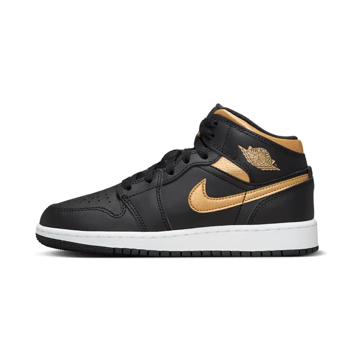 Air Jordan 1 Mid GS “Black / White / Metallic Gold” (DQ8423-071)