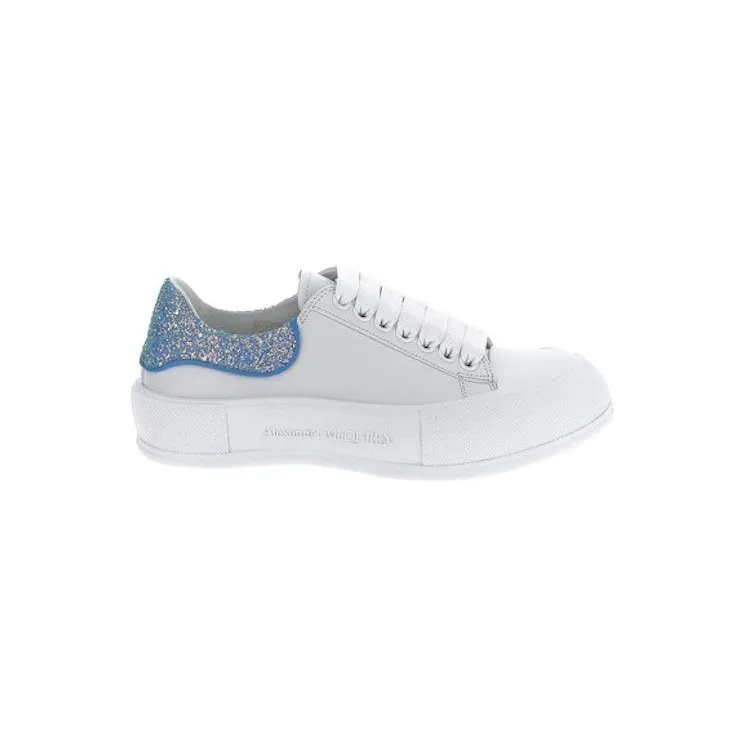 Alexander McQueen Deck Plimsol White Blue Glitter (702047WIABX9761)