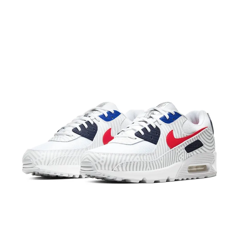 Nike Air Max 90 Euro Tour (2020) White/Midnight Navy-Bright Blue-University Red (CW7574-100)