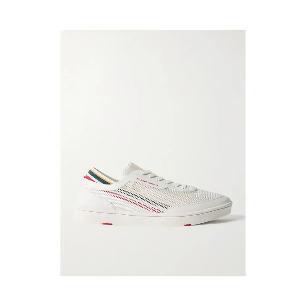 Orlebar Brown Larson Striped Mesh and Canvas Optic White / Orange / Aqua (281970)