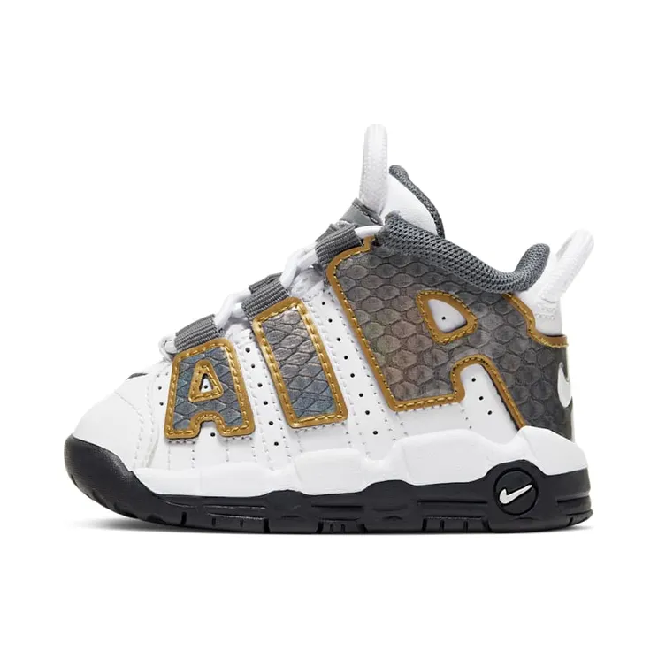 Nike Air More Uptempo White Anthracite Snakeskin (TD) “White / Anthracite / Metallic Gold” (CQ4582-100)