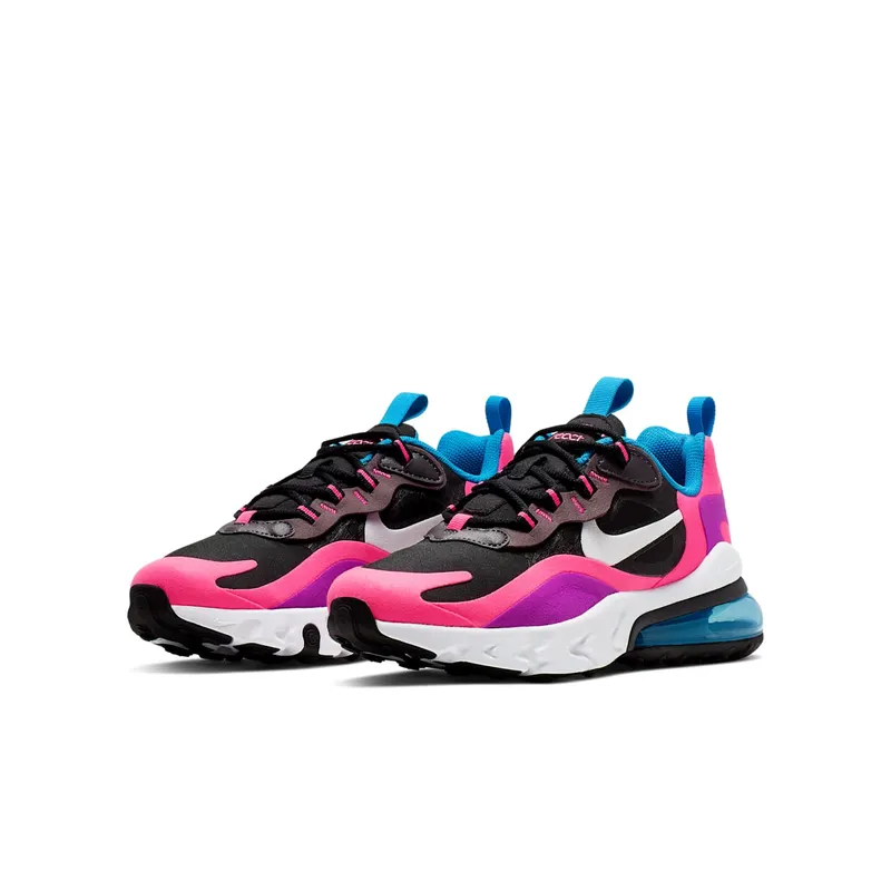 Nike Air Max 270 React Black Hyper Pink Vivid Purple (GS) Black/White-Hyper Pink-Vivid Purple (BQ0101-001)