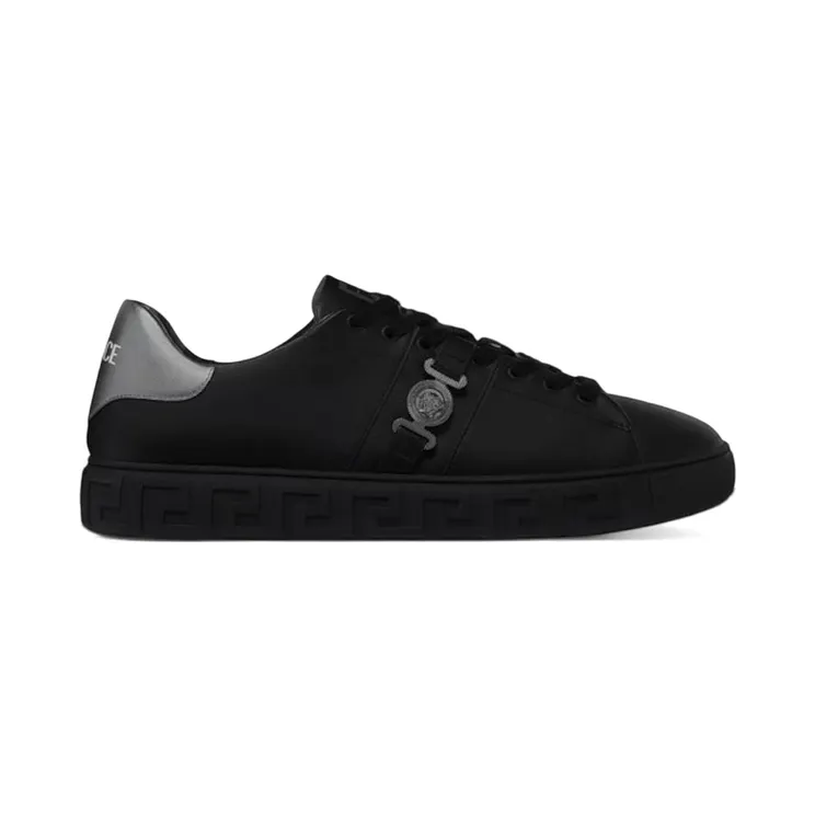 Versace Greca Black Silver La Medusa Embellished (1014460 1A15773 2B58B)