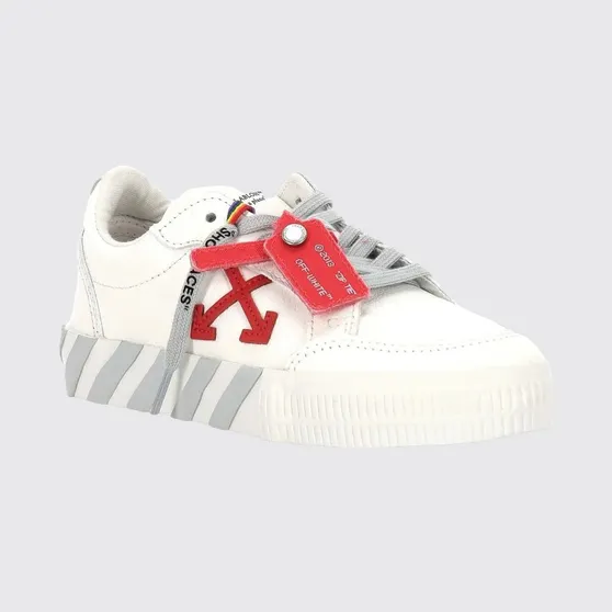 Off-White Boy’s Vulcanized Low Top Leather Sneakers with Arrow Logo White (B003S6L0010105)