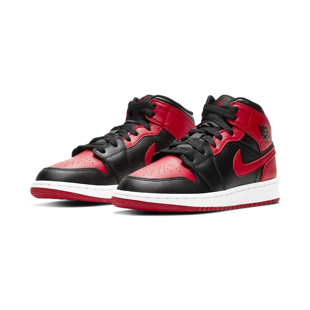 Jordan 1 Mid Banned 2020 (GS) Black/University Red-Black-White (554725-074)