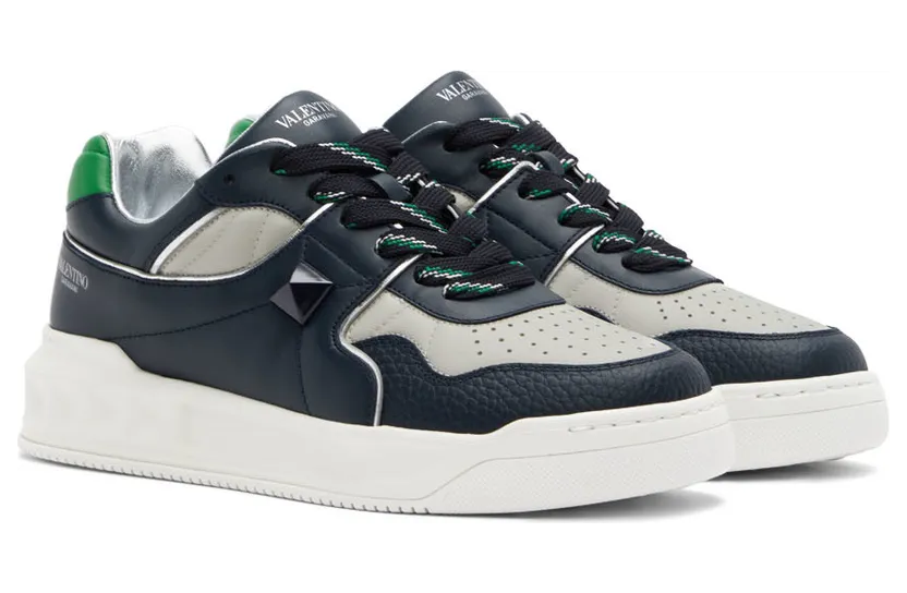 Valentino Garavani Navy & Gray One Stud Sneakers (1Y2S0E71QEE) (4)